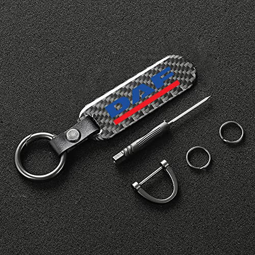 RUAAL Auto Schlüsselanhänger Kohlefaser, für DAF XF 95 105 CF LF Van Rotierende Hufeisenringe Car Key Chain Schlüsselbund with Logo Zubehör