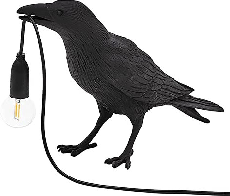 OUGPIU Vögel Tischlampen Schlafzimmer Harz Krähe Schreibtisch Lampe Nachttisch Licht Wand,Kreative Wandleuchte mit Glühbirne,Rabe Lampe Wand Licht Schwarz Neuheit Vogel Harz Krähe Bett
