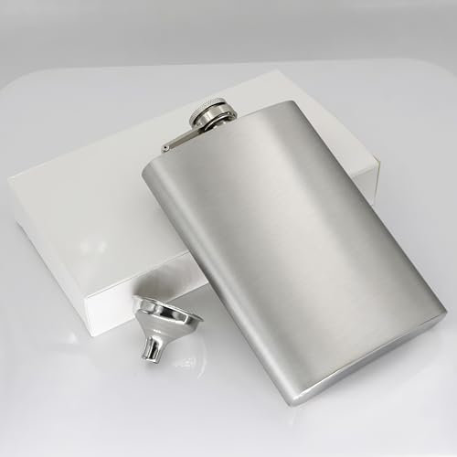 CNFLASK Brush Finish Hip Flask 304 Stainless Steel Brushed Whiskey Flask (Brushed, 8oz)