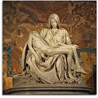 SEIBES Pieta St. Peter's Basilica von Michelangelo Buonarroti Poster Wandkunst Bild Gemälde Leinwanddrucke Kunstwerke Schlafzimmer Wohnzimmer Dekor 30 x 30 cm