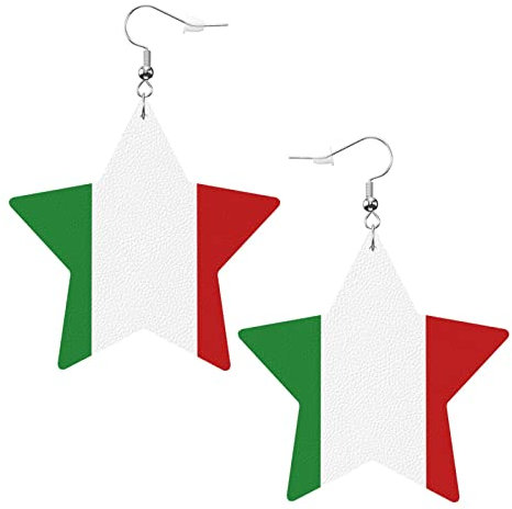 Sternförmige Lederohrringe mit italienischer Flagge für Damen und Mädchen, einfache Ohrhänger, Geschenke für Sie