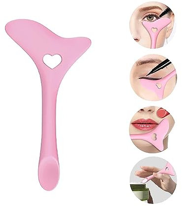 SJBAUTYO Stencil per Eyeliner in Silicone,Strumento riutilizzabile a Punta Morbida per Applicare Rossetto e Crema Viso,con Supporto per il Trasporto,Perfetto per il Make-up degli Occhi