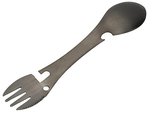 JITNGA 3 en 1 - Sain Et Écologique Couvert Camping Cuillère À Fourchette Multifonctionnelle en Acier Inoxydable Ouvre-Boîte Portable , pour Voyager/Camper avec