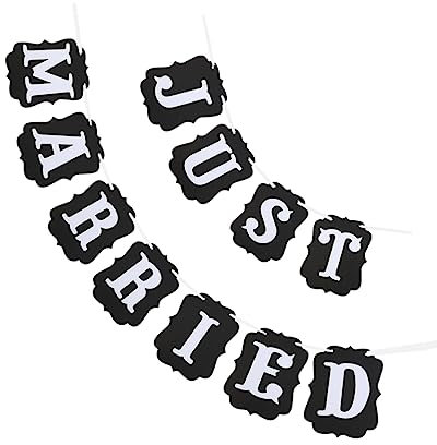 Gadpiparty Married -banner aus Pappe mit Kordel für Hochzeitsfeier Banner in Schwarz-rot-weiß Dekoration für Trauungen