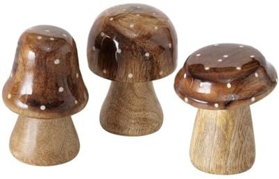 BOLTZE Dekoaufsteller Pilze Clozzy, 3tlg., Handarbeit, Mangoholz, H7cm