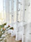 Devola Gardine mit Glanzdruck Transparent Vorhänge Voile Gardinenschal Wohnzimmer Gardinen Sterne Kinderzimmer Schiebevorhänge Modern HxB 145x140cm Sternmuster mit ösen 1 Stück