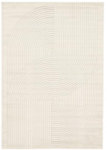 RugVista, Crizia, Teppich, 160 x 230 cm, Rechteck, Kurzflor, Modern, Oeko-TEX Standard 100, Wohnzimmer, Schlafzimmer, Esszimmer/Küche, Flur, Büro, Maschinenwaschbar bis 30 Grad, Naturweiß