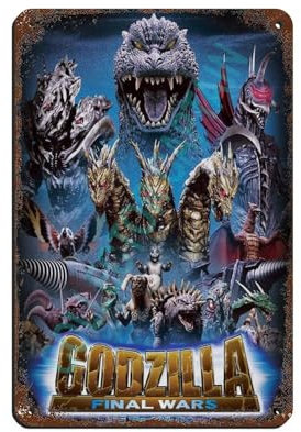 Godzilla Vs King Kong Filmposter 15 Blechschild Vintage Metall Pub Club Cafe Bar Home Wandkunst Dekoration Poster Retro 20 x 30 cm