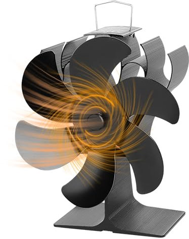 Ventilador de chimenea con 6 aspas, ventilador de estufa con mando a distancia, ventilador térmico para estufas y chimeneas de leña, funcionamiento silencioso