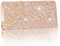 Larcenciel Women's Clutches, Glitter Rhinestone Evening Clutch Bag Handbag for Women w/Detachable Chain, Bling Rose Gold Ladies Crossbody Bag, Diamante Shoulder Bag for Wedding, Prom, Party 20x5x10cm