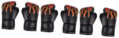 Supvox 3-teilige Boxschutzhandschuhe Mit Flammenmuster Trainingshandschuhe Für Jungen Und Mädchen Atmungsaktive Pu-Handschuhe Schlagpratzen Für Kampfsport
