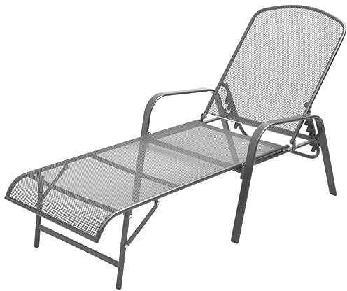 Gecheer Metall-Sonnenliege Gartenliege Liegestuhl Liege in 5 Positionen verstellbar,Gartenstuhl Freizeitliege Strandliege 66 x (154-183) x (65-103) cm,Belastbarkeit:120 kg,Metallnetz-Design