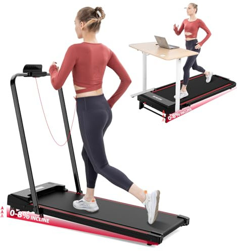 CITYSPORTS Laufband mit Steigung, LED-Anzeige & Lichteffekt, 1–12 km/h, Walking Pad mit 11 %–14 % Neigung, Laufband für Zuhause & Büro mit Fernbedienung