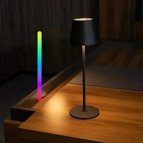 Epicflare Tischlampe Kabellos Led Tischleuchte kabellos Touch Dimmbar Led Nachttisch Kabellose Lampe IP44 Wasserdichte Metall 8 Farben RGB für Haus Garten Aussen Schlafzimmer Restaurant Bar Camping