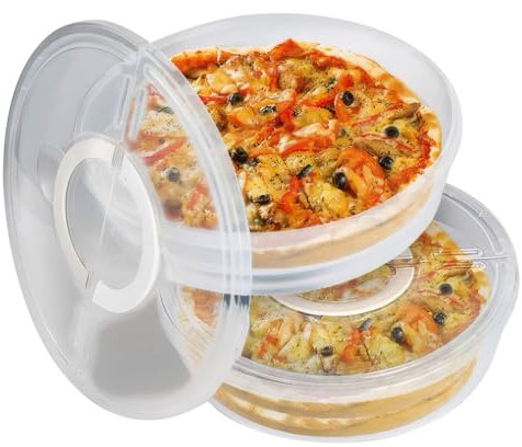 2 contenitori per pizza da 30,5 cm, riutilizzabili, con coperchio e manico, contenitori rotondi per alimenti per torte e cheesecake