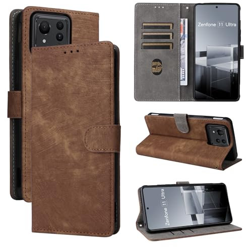 SEIAIYG Coque ASUS Zenfone 11 Ultra, Etui Housse Cuir PU avec RFID Blocag, Magnétique, Fentes pour Cartes, Antichoc Portefeuille pour ASUS Zenfone 11 Ultra (Marron)