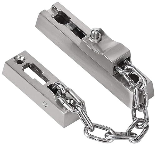 CAFFEN TüRkette Türkettenschloss, verdickter Gussketten-Türschutz aus Edelstahl, Sicherheitsschloss mit gebürsteter Oberfläche und 4 Schrauben (Silber)