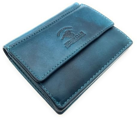 Lemasi kleine echt Leder Geldbörse Portemonnaie mit RFID Schutz, gewachstes Rindleder, tolle Haptik, ideal für den Urlaub (Petrol)