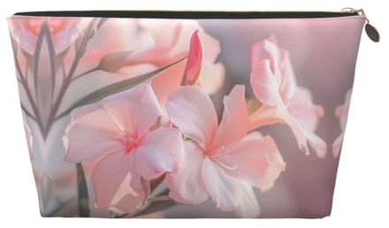 Oleander Damen Kosmetiktasche Leder Handtasche Tragbare Große Kapazität Reißverschluss Reisetasche Aufbewahrungstasche, gold, Einheitsgröße