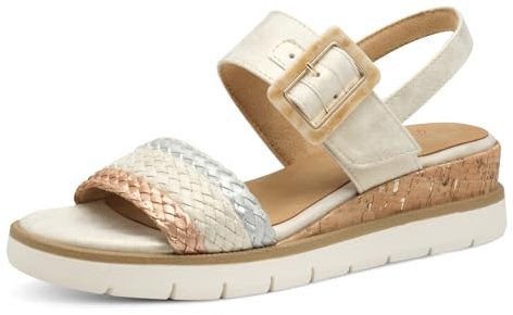 Marco Tozzi Damen Sandalen flach mit Klettverschluss Sommer