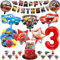 42 Stück Cars Geburtstagsdeko 3 Jahre, Cars Kindergeburtstag Deko Cars Luftballons Geburtstag Dekorationen mit Banner für Kinder Jungen Mädchen Auto Themenpartys Dekorationen