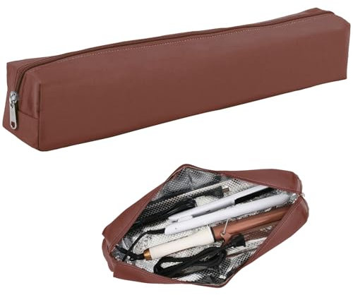 Suafrnut Professionelle Aufbewahrungstasche für heiße Haare, tragbar, hitzebeständig, Aufbewahrungstasche für Lockenstäbe, Glätteisen, Glätteisen und Styling-Werkzeuge (45 x 8,1 x 8,1 cm), Braun