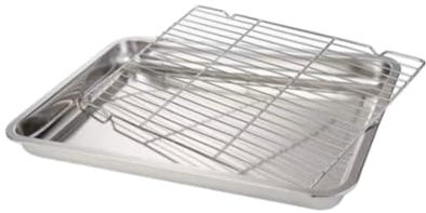 Baoblaze Bandeja de Horno con Rejilla de Acero Inoxidable Resistente, 32 Cm X 22 Cm X 4.8