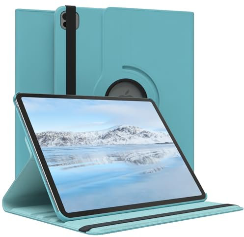 EAZY CASE - Funda para iPad Pro 13 (2024) Protectora Tablet Smart Cover Soporte Giratorio Estuche Plegable 360° rotativo con función Atril Cuero sintético Azul