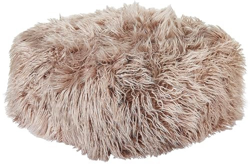 Beliani Pouf en Fausse Fourrure EPS Carré Motif Uni Taupe Mukki
