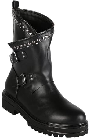 Solada Stivaletti Biker con Fibbie e Borchie - Taglia 37