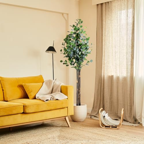 BLAINE | Eucalipto Artificial 100cm | Plantas Artificiales Decorativas | Planta Artificial Grande | Plantas Artificiales para Interior/Exterior | Planta Artificial Realista Decorativa para Casa