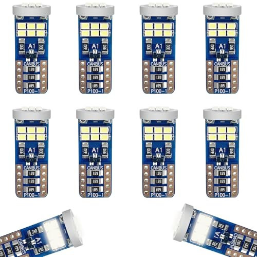 Baxcdyswe 10 Pieces Ampoules T10 W5W LED, 6500K (Blanc) - Canbus Sans Erreur, Haute Puissance, Longue Durée de Vie pour Voiture Intérieur Lumière Dôme Porte Plafonnier Position Feux De Pla