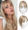Fine Plus Topper für Frauen mit Pony 360 Haarteile Echthaar für Dünnes Haar 100% Echthaar Extensions mit Clip in Pony - Dunkelblond mit braun