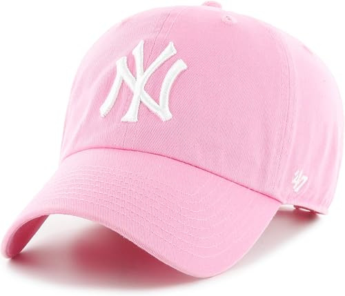 47 Casquette de baseball MLB rose avec logo primaire réglable, taille unique adulte, New York Yankees, taille unique
