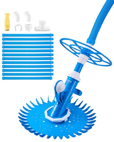 VEVOR Pulitore per Piscina ad Aspirazione, Aspirapolvere per Pulizia, Pulitore Aspirazione a Membrana per Piscina Lato Aspirazione, Spazzatrice con Tubi Flessibili per Piscina Interrata Fuori Terra