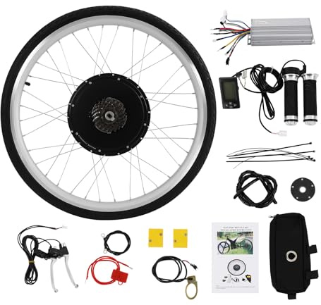 26 Zoll E-Bike Umbausatz mit LCD Display, 48V 1000W Motor E-Bike Conversion Kit Elektrofahrrad Umbausatz für 26 Hinterrad