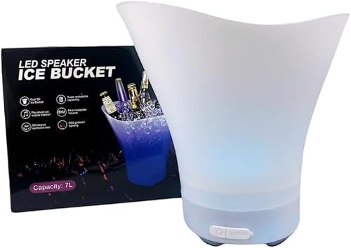 SQUADO Seau à glace LED 7L – Changer de couleur automatiquement 7 couleurs, seau à vin, champagne, bière et boissons – Design lumineux pour bar, club, fête, événements à thème