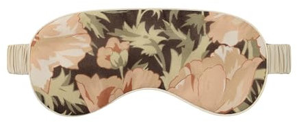 LILYSILK 100% Seide Floral Augenmaske in Liberty Fabric Soft Pure Silk Sleep Blindfold Light Block Travel,Poppy Parade