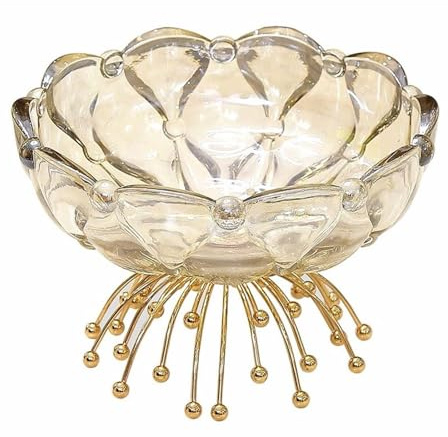 Plateau à Fruits en Verre, Assiette à Bonbons, Assiette à Fruits en Cristal Haut de Gamme, Coupe à Fruits décorative, for Salle à Manger, Table à thé, Salon, Coupe à Fruits décorative(25x16x19cm)