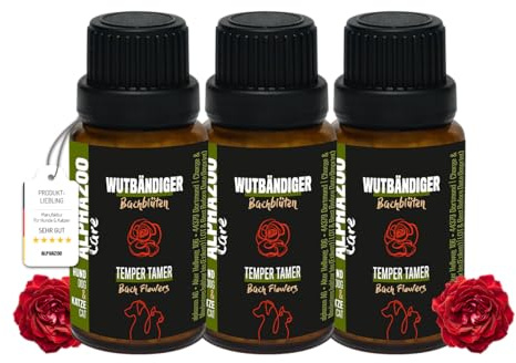 alphazoo Wutbändiger Bachblüten für Hunde & Katzen 3 x 15g I Globuli gegen Aggression I Natürliches Beruhigungsmittel, bewährte Mischung nach Dr. Bach