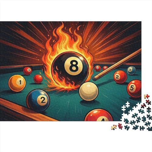 Ökologisches 1000-Teile Puzzle, Feuer-Billard-Spiel & Feurige 8-Kugel, farbenfroh & detailreich, für Erwachsene ab 14 Jahren, 38x26cm