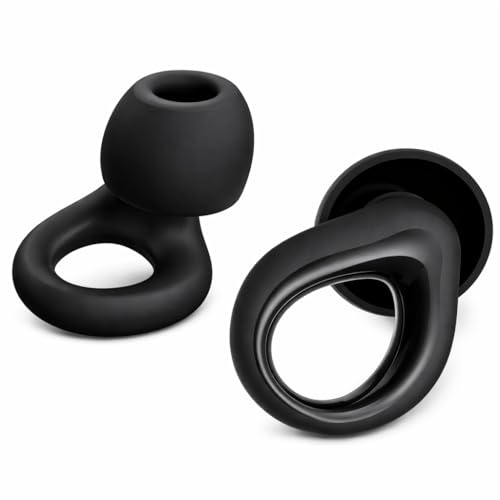 Ear Plugs for Sleep Noise Cancelling Reusable Silicone Earplugs for Sleeping, Deep Focus, Travel, 30dB Noise Reduction High Fidelity Hearing Protection, 4 Pairs Ear Tip (Modern Black)