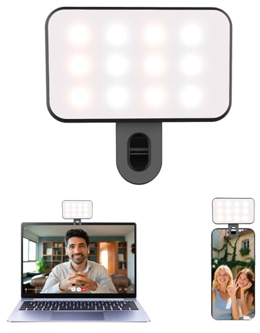 Mini Portable Selfie Light for iPhone: Rechargeable Clip on Phone Fill Lights, Ring Light for Camera Picture, Makeup Photo, Video Conferences, Laptop Use, Zoom Meetings, TikTok, Vlog Photography