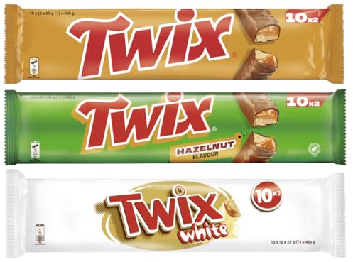 Twix Mix 1420g - Original, Haselnuss, White 3x 10x46g I Schokoriegel