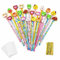 JZK 24x Holz-Graphitstift-Set mit Cartoon-Radiergummi für Kinder, Partygeschenke, Mitgebsel, Geburtstag, Weihnachten, Party für Jungen und Mädchen