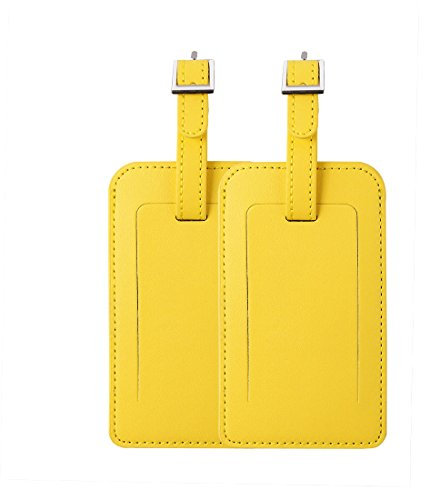 sourcing map Kofferanhänger Gepäckanhänger, PU Leder Reiseanhänger, Gepäckidentifikator Name Adresse ID-Etiketten für Gepäckkoffer (2PCS, Gelb)