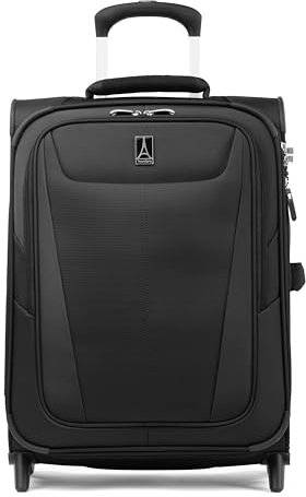 Travelpro Maxlite 5 Softside erweiterbares aufrechtes Handgepäck mit 2 Rädern, Leichter Koffer, Herren und Damen, Schwarz, Handgepäck 56x41x20 cm