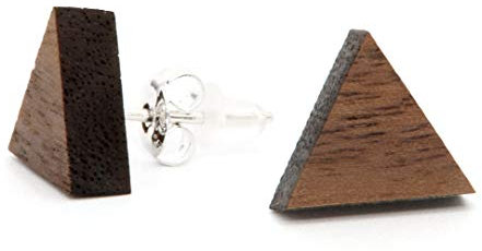 NaturSchatulle Holzohrringe Dreieck Nussbaum Ohrstecker Holz 925 Sterling Silber Holzschmuck Ohrringe Damen I natürlicher Ohrschmuck