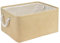 Mangata Faltbare verdickte Leinwand Aufbewahrungsbox mit Griffen für Schrank/Garderobe (Medium, Beige)
