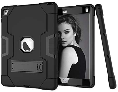 HyFone Funda para iPad Air 2 iPad Pro 9.7 - Robusto Anti Caída Duradero Resistente Protector de Cuerpo Completo Case Cover para iPad A1566 A1567 A1673 A1674 A1675 - [Negro/Negro]